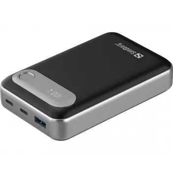 Sandberg Travel Powerbank 20000 PD35W, 20000 mAh, Lithium-Polymer (LiPo), 3.7 V, Schwarz, Silber
