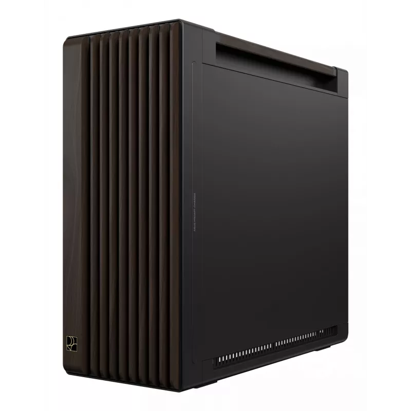 PC-Gehäuse ASUS ProArt PA602 Wood Edition Midi Tower — Schwarz & Holz, unterstützt ATX/EATX, 2x200 mm vorne, 1x140 mm hinten