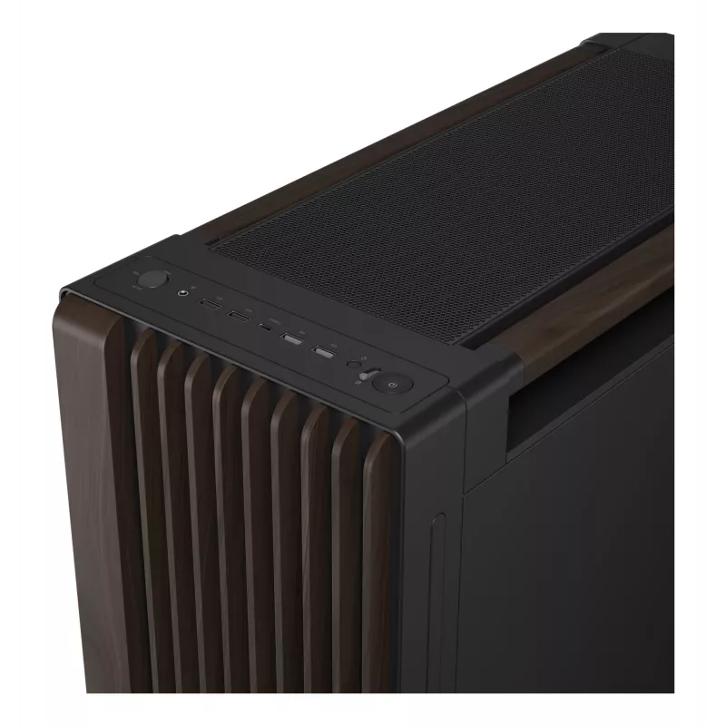 PC-Gehäuse ASUS ProArt PA602 Wood Edition Midi Tower — Schwarz & Holz, unterstützt ATX/EATX, 2x200 mm vorne, 1x140 mm hinten