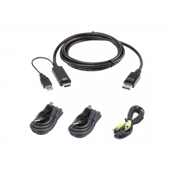 KVM-Kabelkit ATEN 1,8 m USB Universal Secure KVM Kabel Kit – 1,8 m, USB-Tastatur/Maus, DisplayPort-Konsole, schwarz