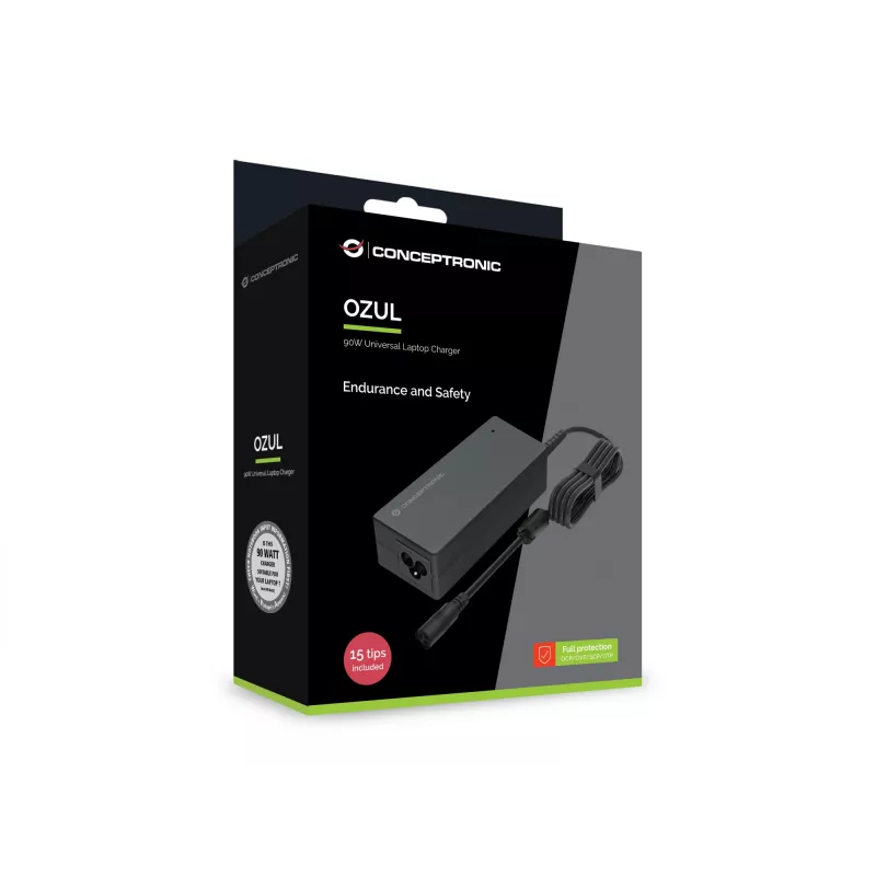 Conceptronic OZUL08B15 90W Universal-Laptop-Ladegerät, 15 Ladespitzen inkl.