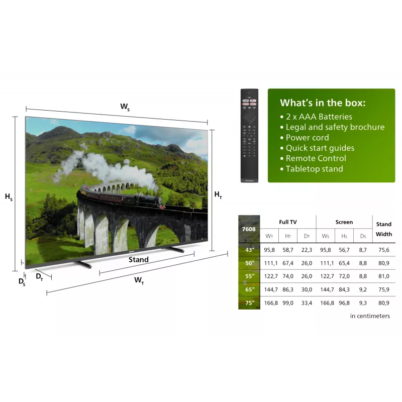 Philips 7600 series 75PUS7608/12 TV 190.5 cm (75 Zoll) 4K Ultra HD Smart TV Wi-Fi Anthrazit, Grau