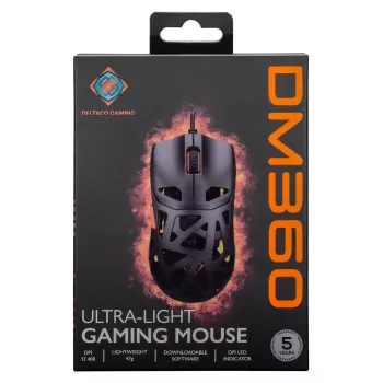 Gaming-Maus DELTACO DM360 Ultra-Lightweight 47 g, 12.400 DPI, 3327-Sensor