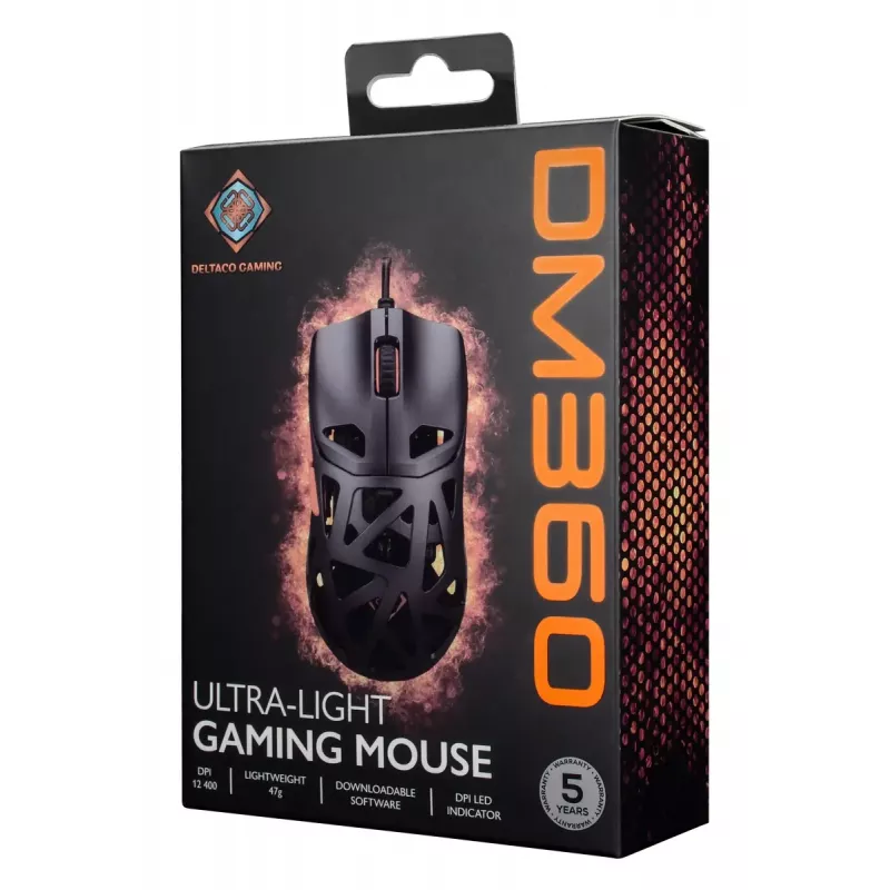 Gaming-Maus DELTACO DM360 Ultra-Lightweight 47 g, 12.400 DPI, 3327-Sensor