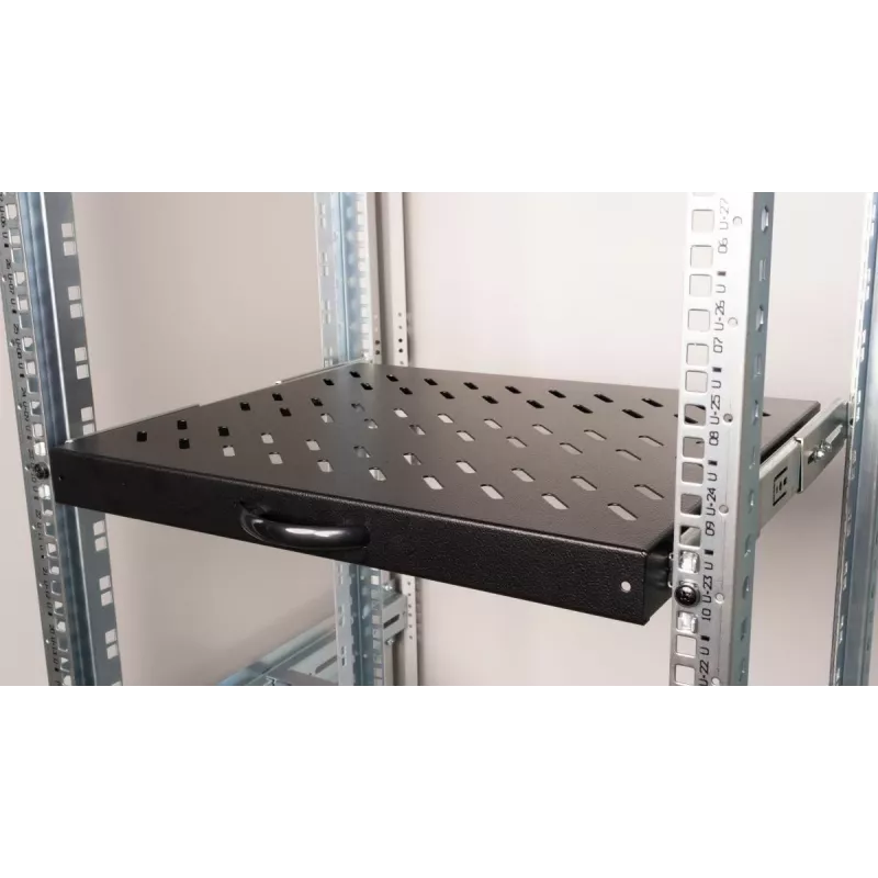 Equip Schiebeablage 19', 1U, 600MM, Schwarz