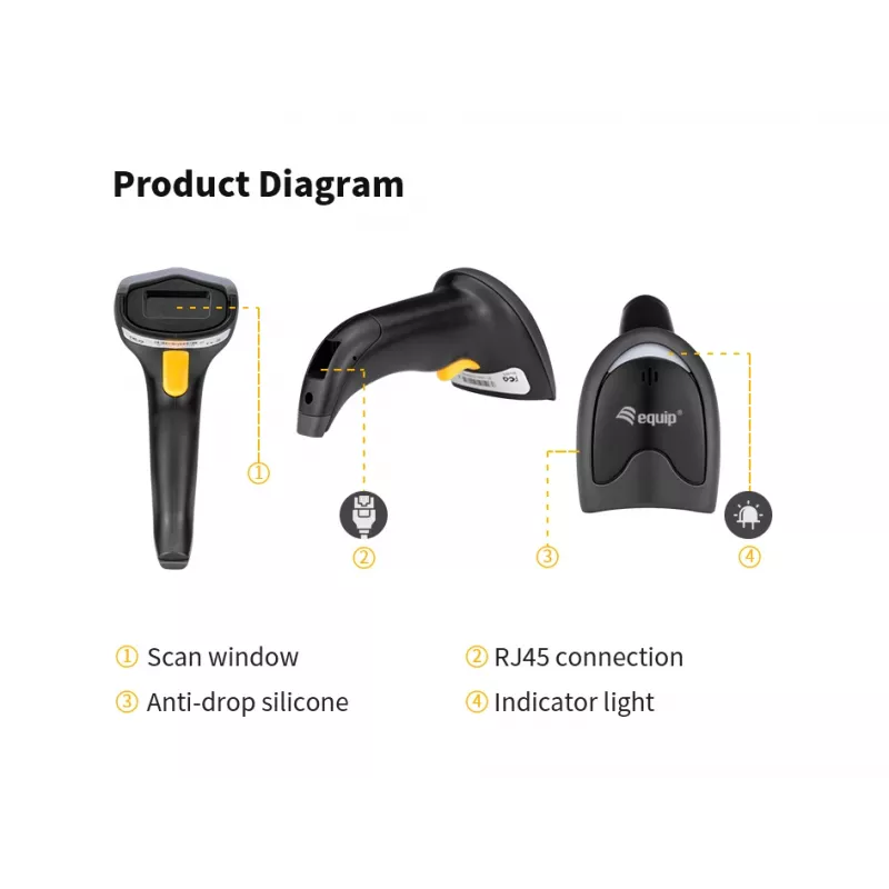 Equip USB 2D Barcode Scanner, mit Ständer