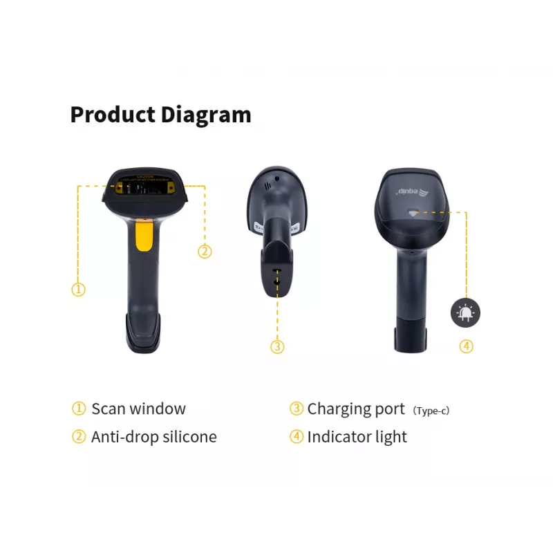 Equip Wireless 1D Laser Barcode Scanner, mit Ständer