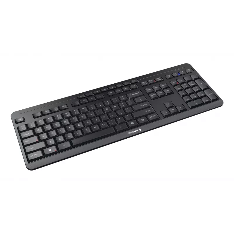 Tastatur Cherry Stream ultimate — Full-Size USB, RF Wireless & Bluetooth, QWERTY Englisch, LED-Hintergrundbeleuchtung, Schwarz