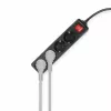 ACT Steckdosenleiste mit beleuchtetem Schalter, 4 Steckdosen, 2 m, schwarz
