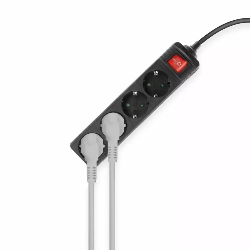 ACT Steckdosenleiste mit beleuchtetem Schalter, 4 Steckdosen, 2 m, schwarz