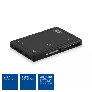 ACT USB 3.0 Kartenleser AC6370 CF MMC MS Duo MicroSD SDHC Schwarz