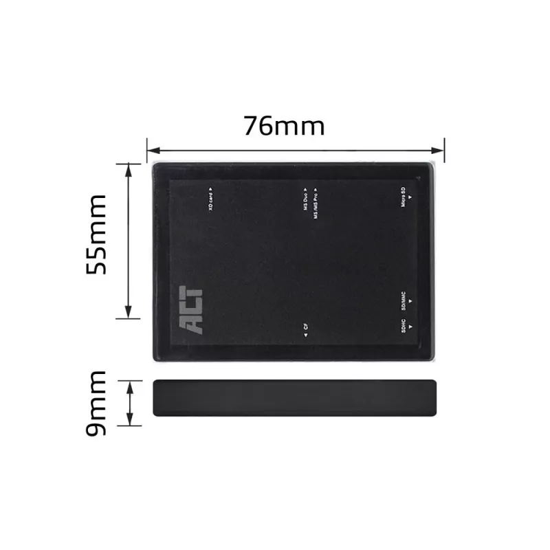 ACT USB 3.0 Kartenleser AC6370 CF MMC MS Duo MicroSD SDHC Schwarz
