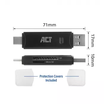 Kartenleser ACT USB-C/USB-A 3.0 Schwarz