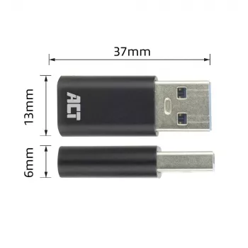USB-A-Stecker auf USB-C-Buchse Adapter ACT AC7376 schwarz