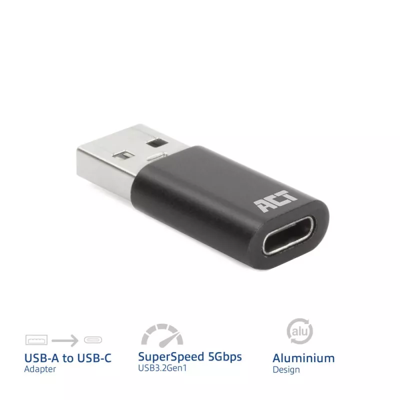 USB-A-Stecker auf USB-C-Buchse Adapter ACT AC7376 schwarz