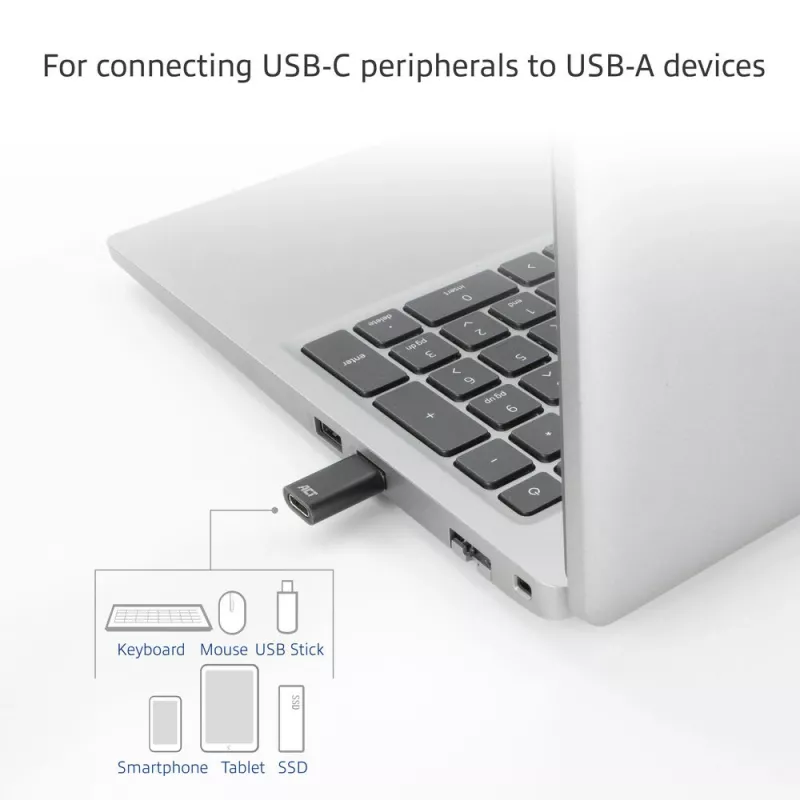 USB-A-Stecker auf USB-C-Buchse Adapter ACT AC7376 schwarz