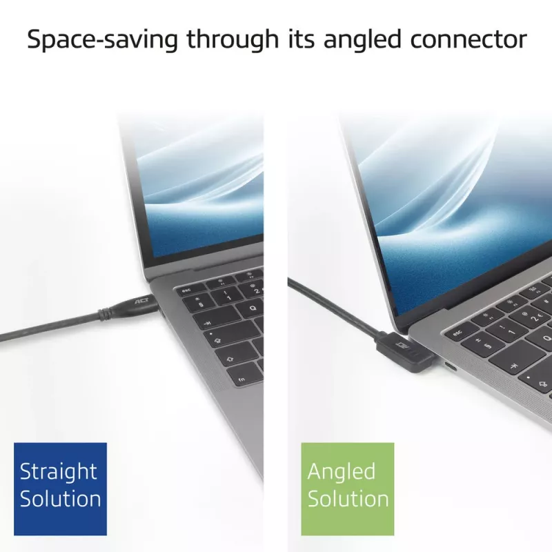 ACT USB 3.0 10Gbps 60W USB Type-C (gerade) auf USB Type-C (links/rechts abgewinkelt) Kabel, 0,5 Meter