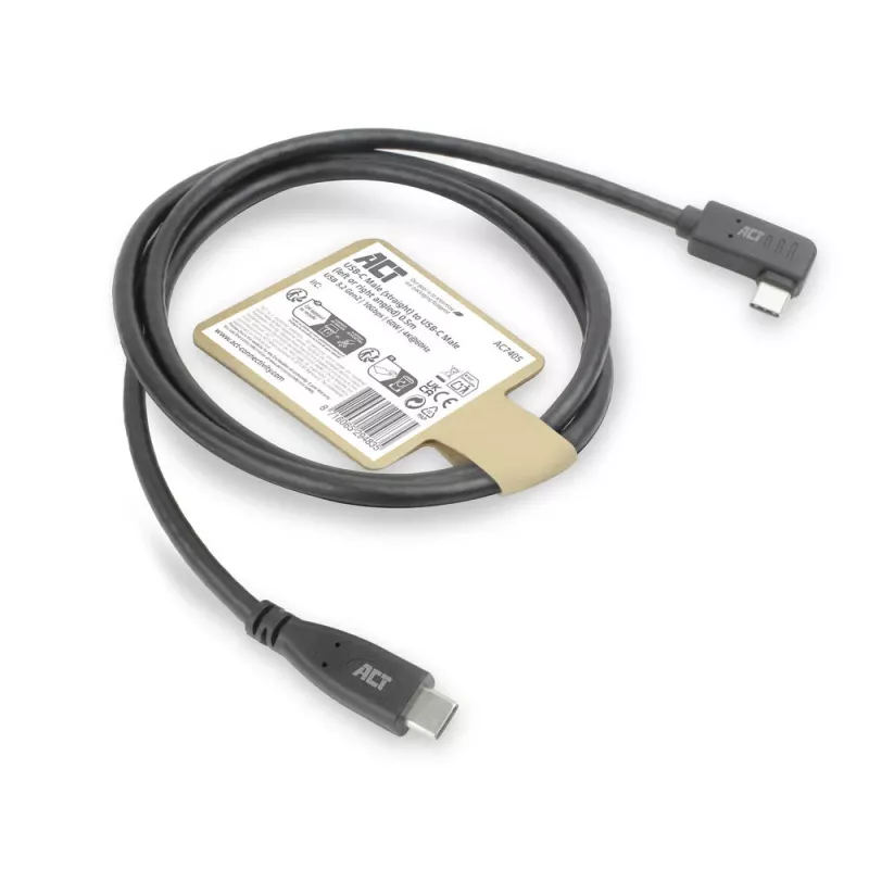 ACT USB 3.0 10Gbps 60W USB Type-C (gerade) auf USB Type-C (links/rechts abgewinkelt) Kabel, 0,5 Meter