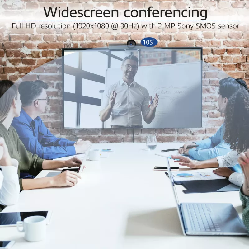 ACT Full HD Konferenzkamera mit Mikrofon, Schwenk-, Neige- und Zoomfunktion