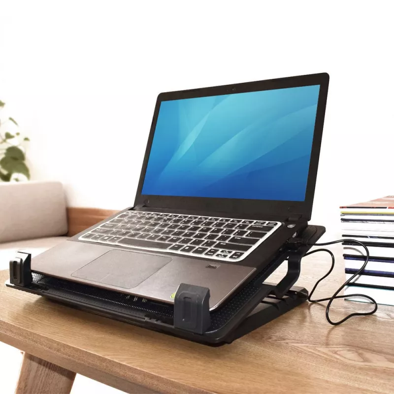 ACT Laptop-Ständer, mit Lüfter, 5-fach höhenverstellbar, 2-Port-Hub