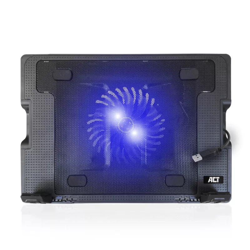 ACT Laptop-Ständer, mit Lüfter, 5-fach höhenverstellbar, 2-Port-Hub