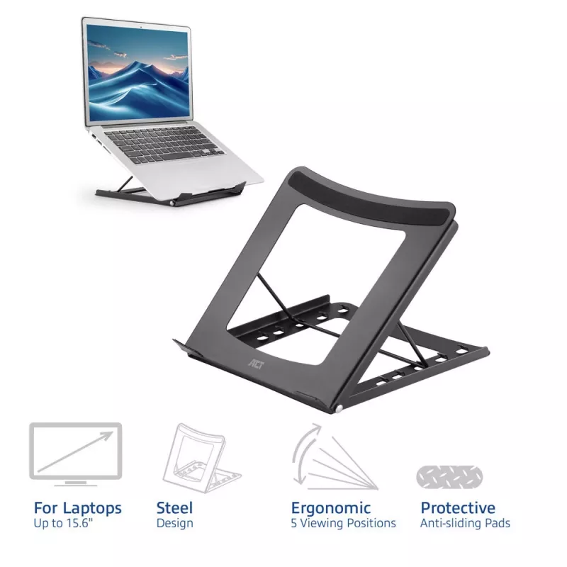 Laptop Ständer ACT AC8145 5 einstellbare Höhenpositionen Schwarz
