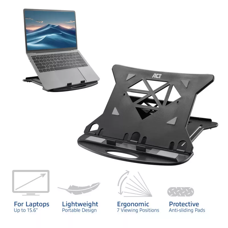 Laptopständer ACT AC8150 Faltbar 7 einstellbare Höhen Schwarz