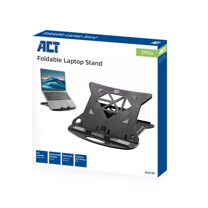 Laptopständer ACT AC8150 Faltbar 7 einstellbare Höhen Schwarz