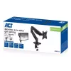 Monitorarm ACT für 35-Zoll-Bildschirme, Gasfeder, Einzelmonitor, Klemme/Tischdurchführung, bis 9 kg, VESA 75x75–100x100, Neigung ±45°, Schwarz
