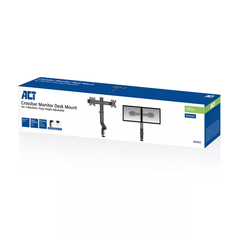 ACT Dual-Monitorarm Büro schnelle Höhenverstellung Klemme/Durchführung 14 kg