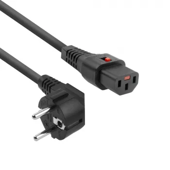ACT Netzkabel CEE 7/7 Stecker (gewinkelt) - C13 IEC Lock schwarz 5 m, EL269S