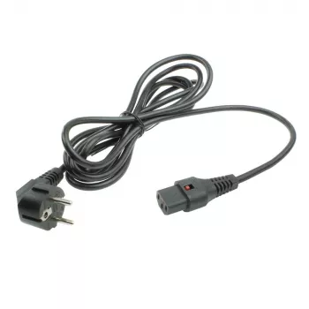 ACT Netzkabel CEE 7/7 Stecker (gewinkelt) - C13 IEC Lock schwarz 5 m, EL269S