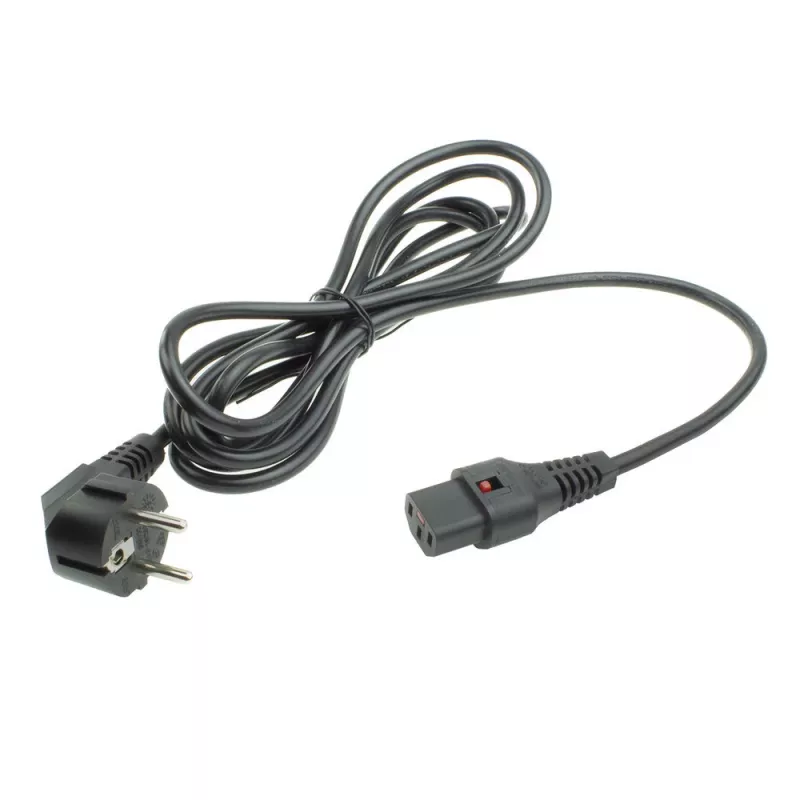 ACT Netzkabel CEE 7/7 Stecker (gewinkelt) - C13 IEC Lock schwarz 5 m, EL269S