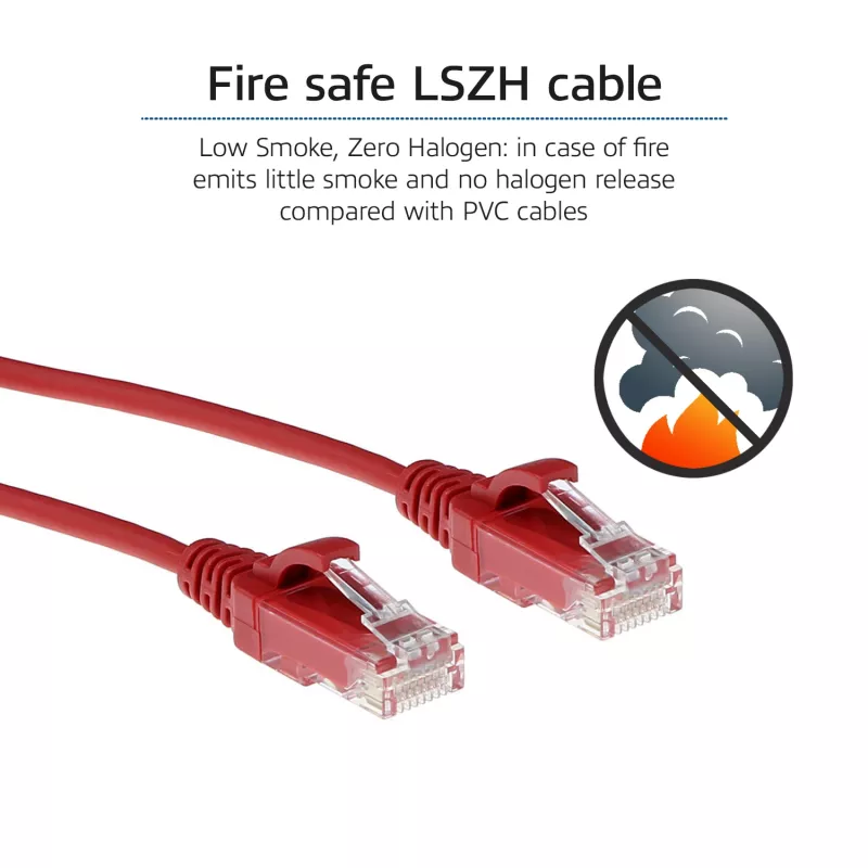 ACT Red 3 Meter LSZH U/UTP CAT6 Datacenter Slimline Patchkabel snagless mit RJ45-Steckern