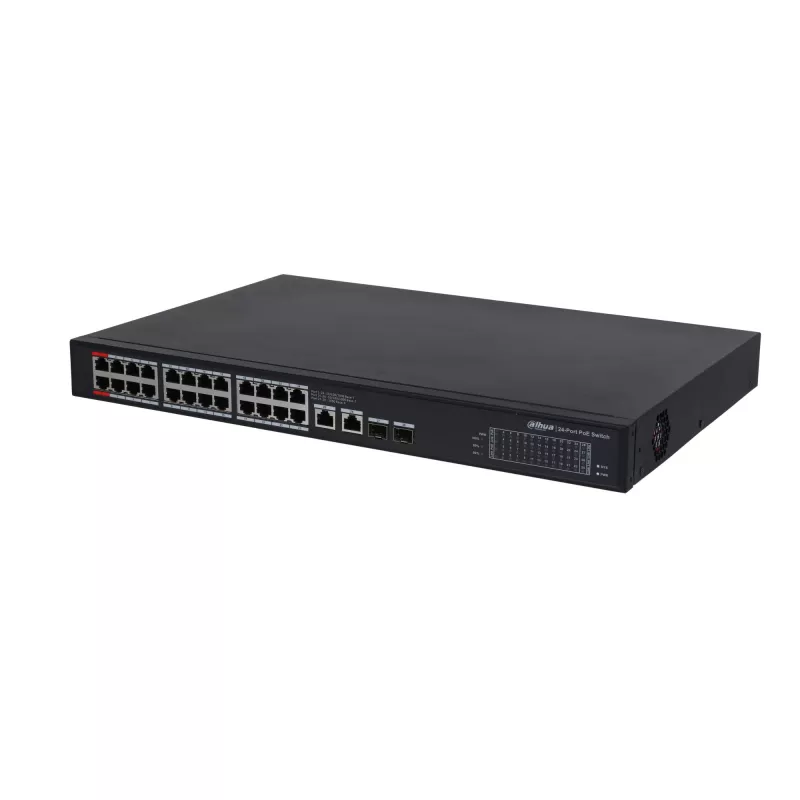 Dahua Technology PoE NET SWITCH 24PORT 1000M/ PFS3228-24GT-360-V2 DAHUA Unmanaged L2 Gigabit Ethernet (10/100/1000) Power over Ethernet (PoE) Schwarz
