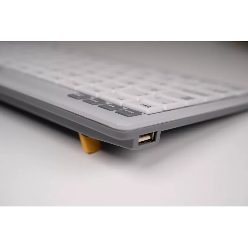 BakkerElkhuizen UltraBoard 950 V2 US Qwerty, kabelgebunden, USB, Scissor-Tastenschalter, QWERTY, Dunkelgrau, Hellgrau