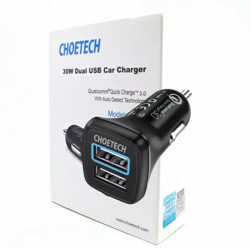Netzteil CHOETECH C0051 dual USB-A 36W QC3.0, schwarz