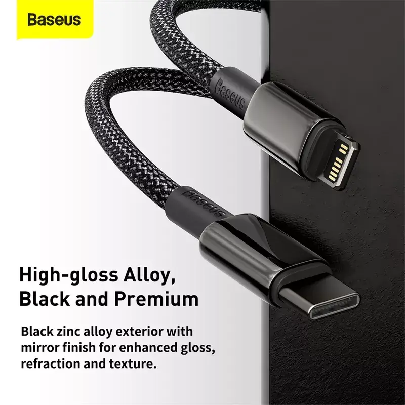 Kabel Baseus Tungsten Gold 1 m Schwarz Lightning auf USB C