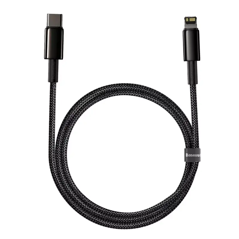 Kabel Baseus Tungsten Gold 1 m Schwarz Lightning auf USB C