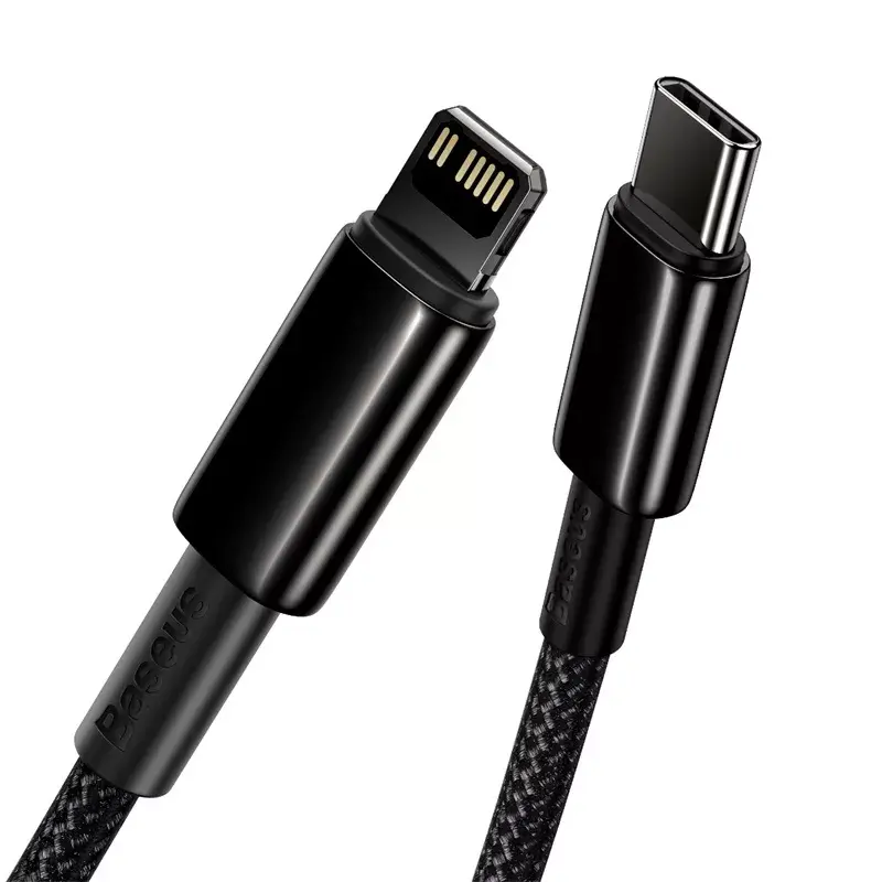 Kabel Baseus Tungsten Gold 1 m Schwarz Lightning auf USB C