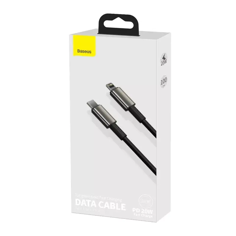 Kabel Baseus Tungsten Gold 1 m Schwarz Lightning auf USB C
