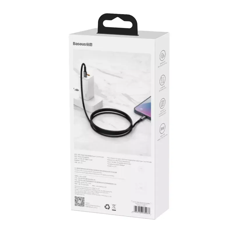 Kabel Baseus Tungsten Gold 1 m Schwarz Lightning auf USB C