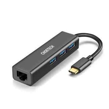USB-Typ-C auf RJ-45 Ethernet-Adapter mit 3x USB-Typ-A CHOETECH HUB-U02BK