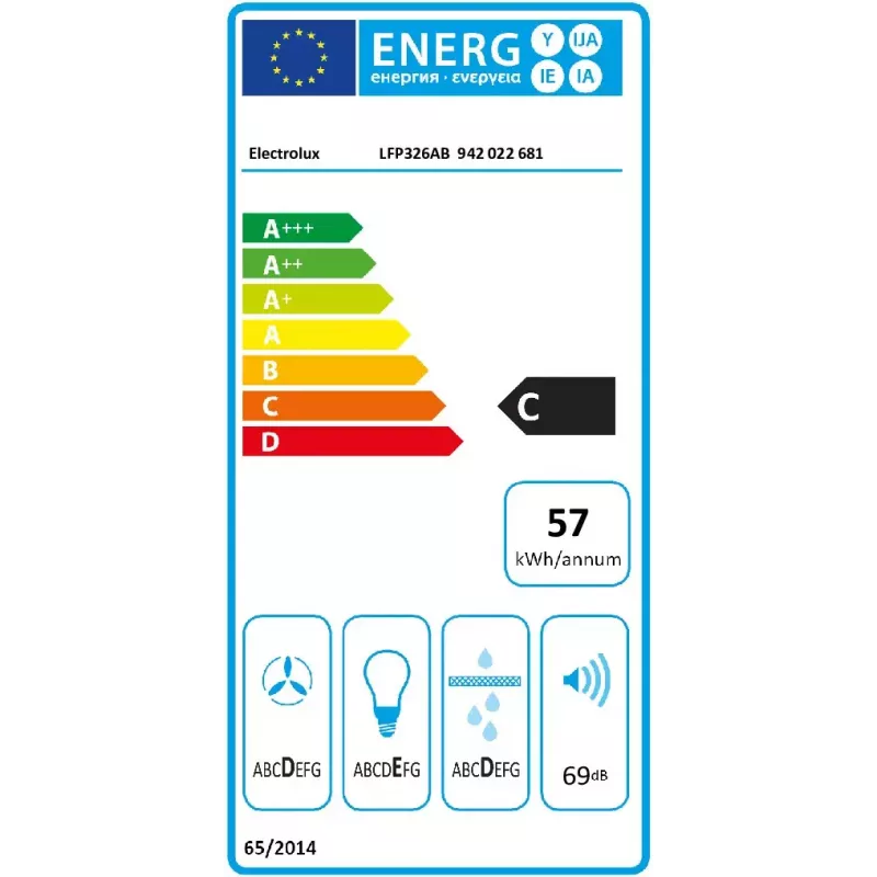 Einbau-Dunstabzugshaube Electrolux Serie 300 LFP326AB, LED, 57 dB