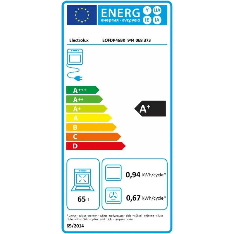 Elektroherd Electrolux 600 SurroundCook EOFDP46BK 65 l Einbau Schwarz