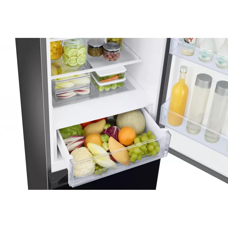 Freistehender Kühlschrank Samsung RB38C6B2E22 mit No Frost, rechter Türanschlag, 35 dB, Energieeffizienzklasse E, 8 kg/24h Gefriervermögen, 4 Ablagen, 2 Gemüsefächer, schwarz