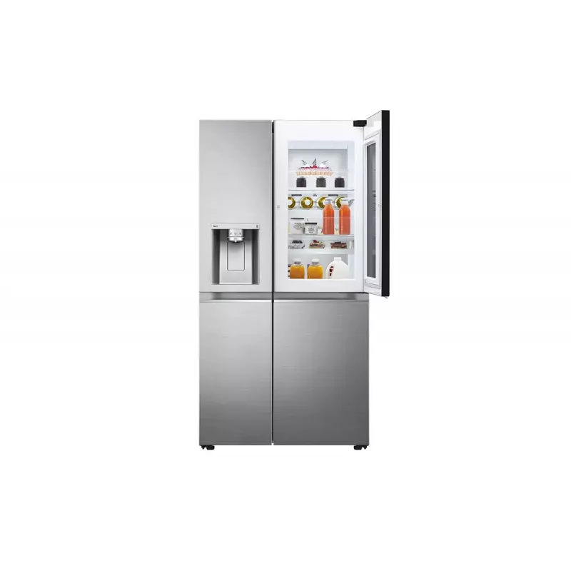LG InstaView GSXV91PZAE Side-by-Side-Kühlschrank Freistehend 635 L Schwarz, Edelstahl