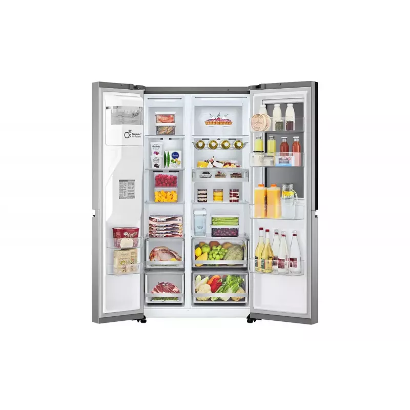 LG InstaView GSXV91PZAE Side-by-Side-Kühlschrank Freistehend 635 L Schwarz, Edelstahl
