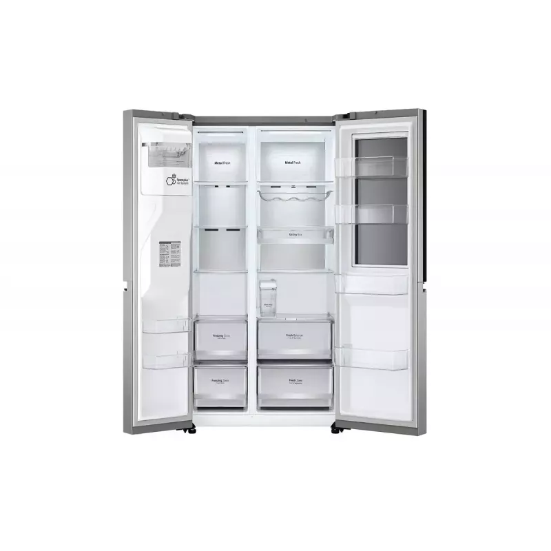 LG InstaView GSXV91PZAE Side-by-Side-Kühlschrank Freistehend 635 L Schwarz, Edelstahl