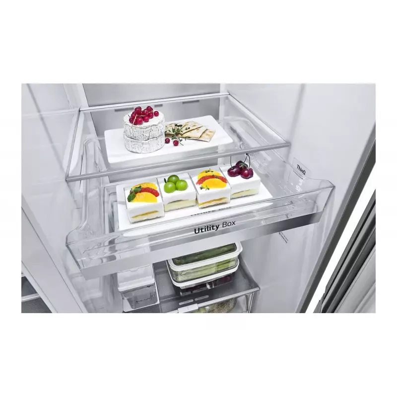 LG InstaView GSXV91PZAE Side-by-Side-Kühlschrank Freistehend 635 L Schwarz, Edelstahl
